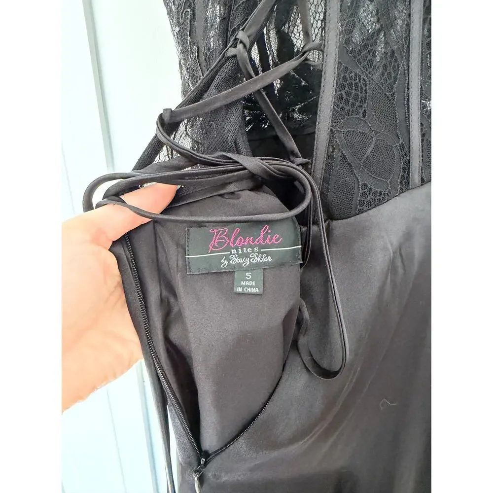 Y2K Corset Whimsigoth/Whimsygoth Black Satin Gown - Picture 5 of 7